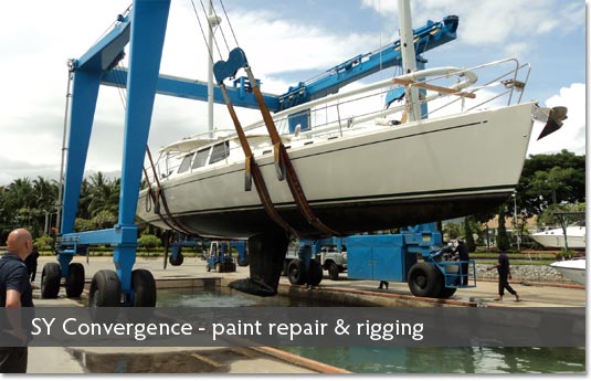 SY Convergence: paint repair and rigging Thailand boat repair Phuket